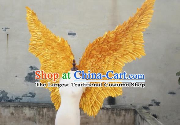 Custom Christmas Performance Props Catwalks Golden Wings Cosplay Angel Giant Accessories Miami Stage Show Deluxe Feather Wings