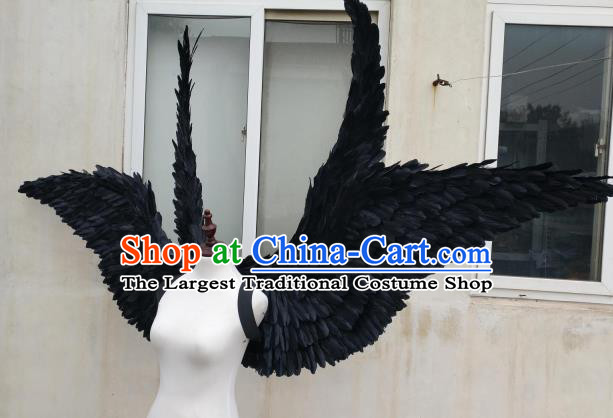 Custom Miami Stage Show Deluxe Feather Wings Christmas Performance Props Catwalks Black Wings Cosplay Demon Giant Accessories
