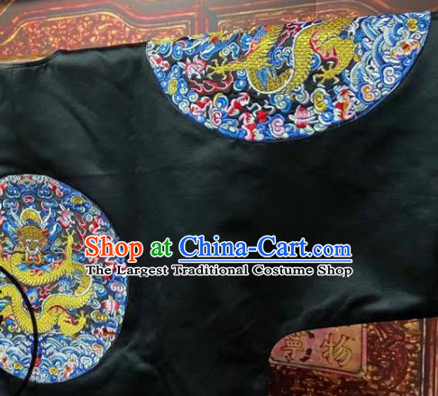 China Traditional Emperor Kangxi Historical Costume Qing Dynasty Manchu Monarch Embroidered Dragon Robe Clothing Ancient Black Official Garment