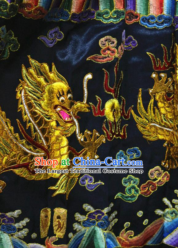 China Traditional Navy Imperial Robe Clothing Qing Dynasty King Garment Costume Ancient Emperor Embroidered Dragon Robe