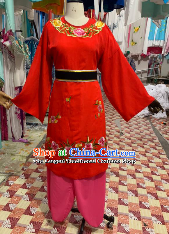 China Beijing Opera Young Male Red Outfits Traditional Opera Bridegroom Clothing Shaoxing Opera Garment Costumes
