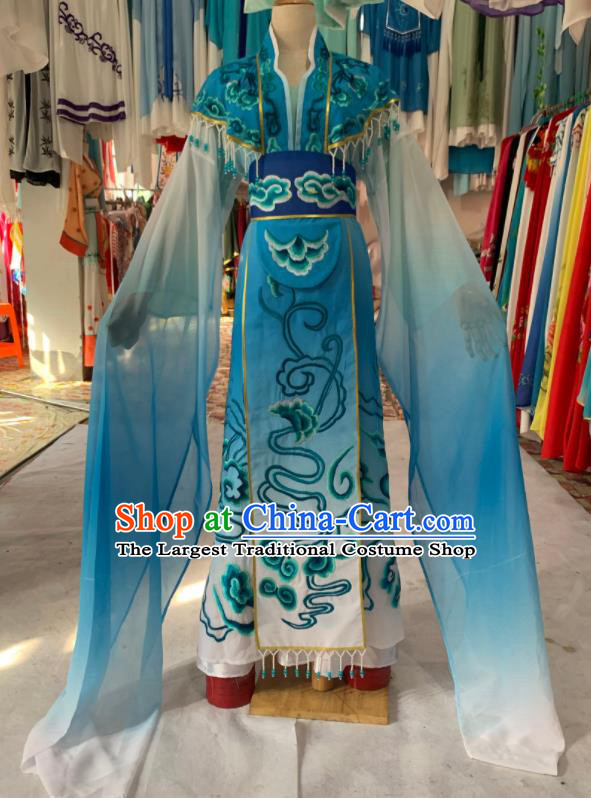 China Huangmei Opera Fairy Blue Dress Outfits Peking Opera Hua Tan Clothing Ancient Princess Garment Costumes
