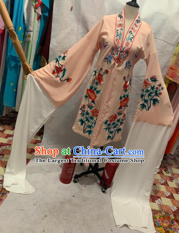 China Ancient Young Beauty Garment Costume Shaoxing Opera Actress Embroidered Orange Cape Beijing Opera Hua Tan Clothing
