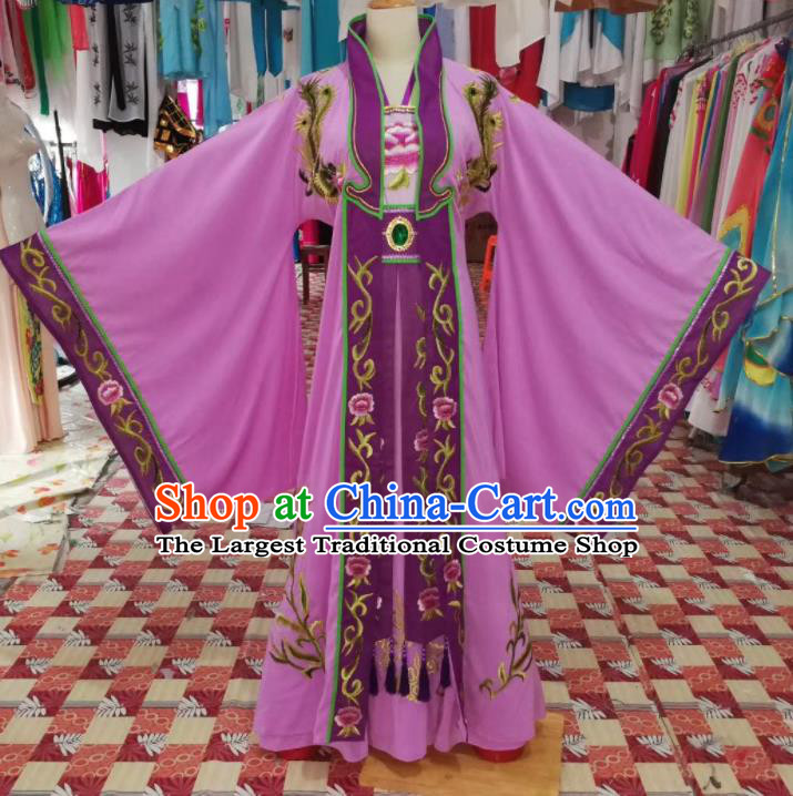 China Shaoxing Opera Imperial Concubine Purple Dress Outfits Traditional Peking Opera Hua Tan Clothing Ancient Empress Garment Costumes
