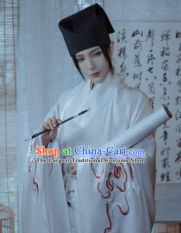 China Traditional Hanfu Priest Frock Ming Dynasty Swordsman Garment Costumes Ancient Young Childe Clothing Complete Set