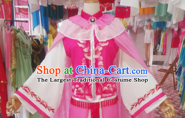 China Ancient Princess Garment Costumes Shaoxing Opera Actress Pink Dress Outfits Traditional Peking Opera Diva Clothing