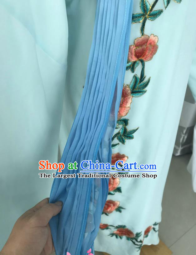 China Beijing Opera Xiaosheng Light Blue Robe Shaoxing Opera Childe Clothing Traditional Opera Scholar Garment Costume