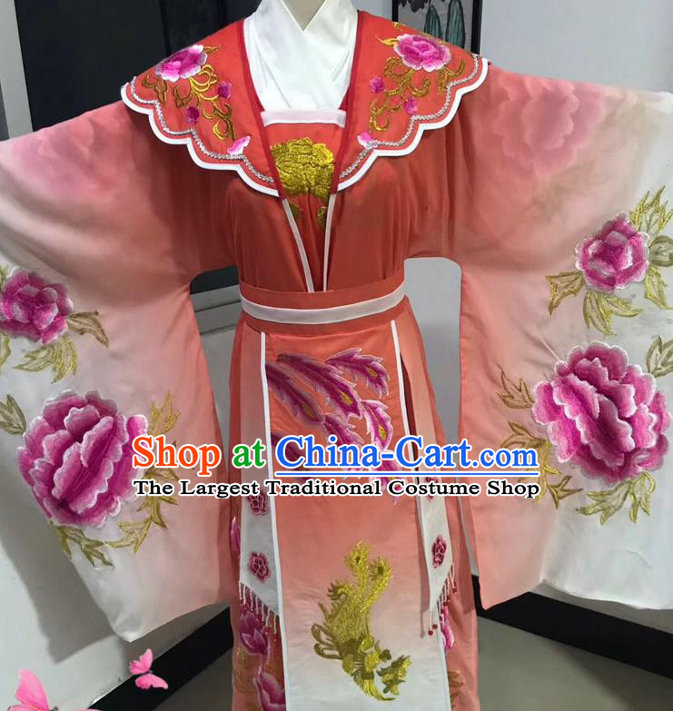 China Peking Opera Hua Tan Red Dress Outfits Ancient Empress Clothing Traditional Shaoxing Opera Princess Garments