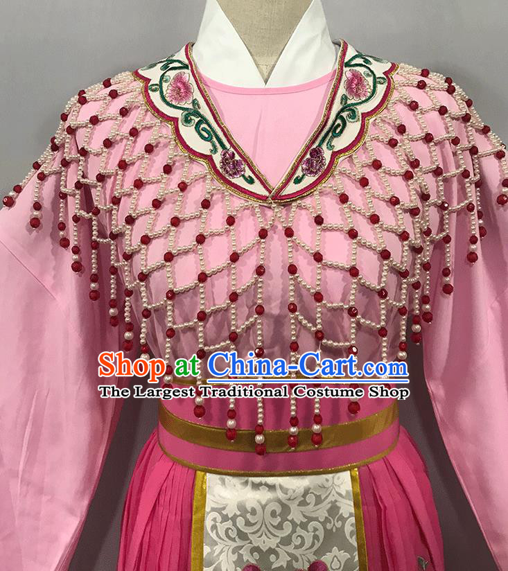 China Traditional Shaoxing Opera Noble Lady Garments Peking Opera Hua Tan Pink Dress Outfits Ancient Princess Clothing