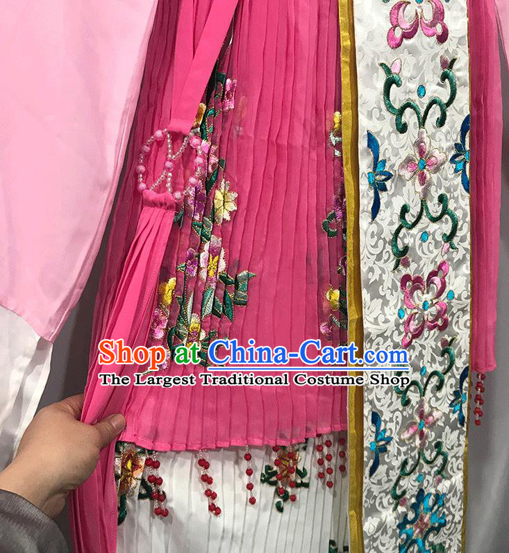China Traditional Shaoxing Opera Noble Lady Garments Peking Opera Hua Tan Pink Dress Outfits Ancient Princess Clothing