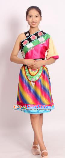 Chinese Yao Nationality Clothing Festival Dance Garments Dong Minority Folk Dance Rosy Dress Ethnic Woman Outfits