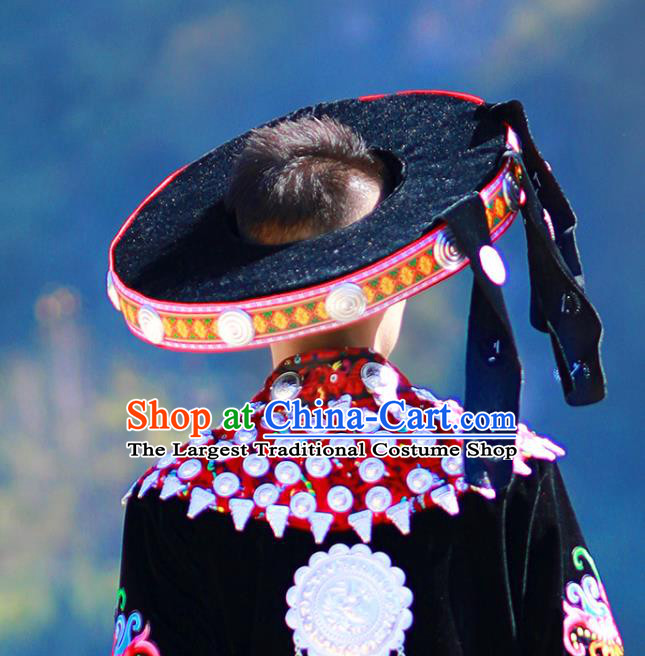 Chinese Guizhou Ethnic Male Hat Dong Nationality Festival Performance Headwear Yi Minority Wedding Headdress