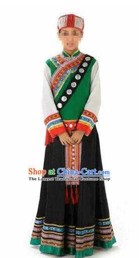 Chinese Woman Festival Dance Garments Jingpo Minority Folk Dance Dress Ethnic Stage Performance Outfits Yunnan Nationality Clothing