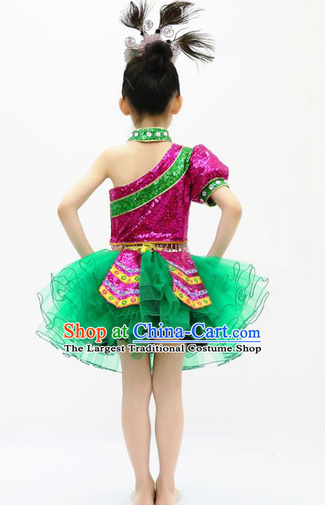 China Yi Nationality Girl Apparels Ethnic Children Performance Costumes She Minority Kids Dance Dress Uniforms and Headpieces