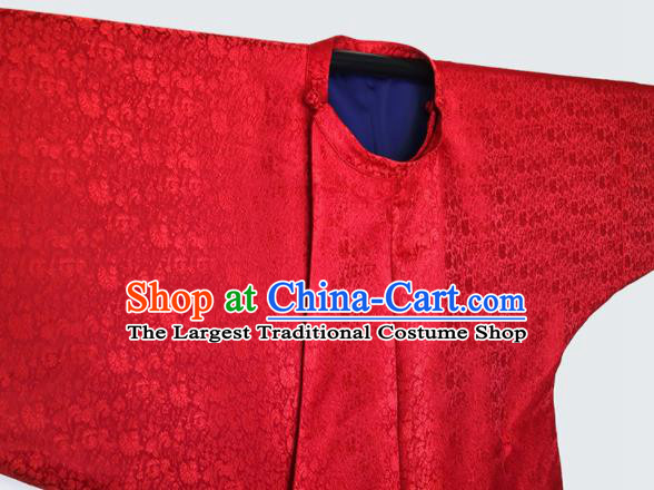 China Ancient Swordsman Garment Costume Traditional Hanfu Red Robe Tang Dynasty Young Hero Historical Clothing