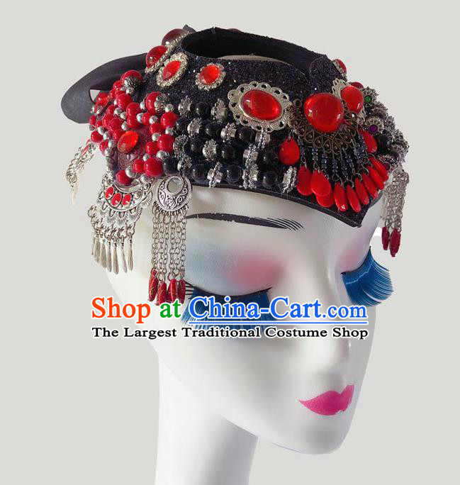 China Mongol Nationality Folk Dance Hair Accessories Minority Bowl Dance Headpiece Mongolian Ethnic Performance Headdress