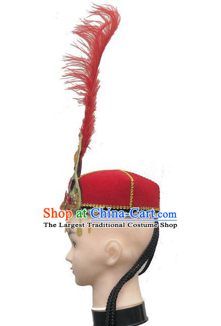 China Uyghur Nationality Folk Dance Headdress Xinjiang Minority Dance Headwear Uighur Ethnic Performance Red Hat