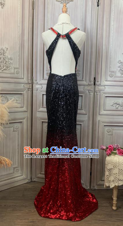 Top Annual Meeting Formal Attire Sequins Full Dress Ballroom Dance Clothing European Party Vintage Garment Costume