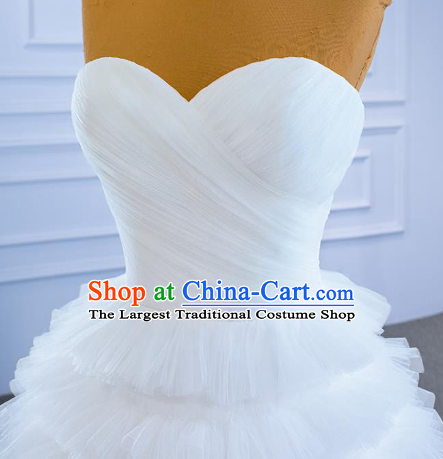 Custom Bridal Gown Wedding Dress Bride White Veil Layered Dress Stage Performance Garment Costume