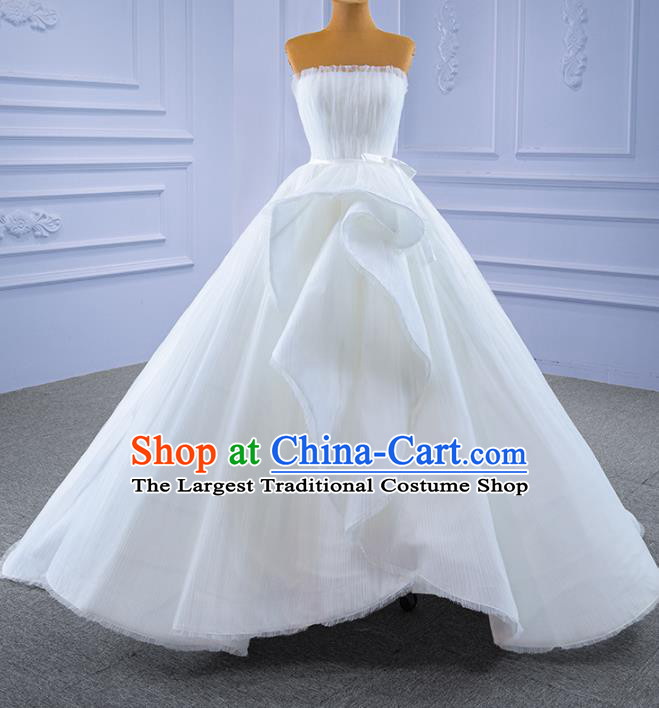 Custom Luxury Bridal Gown Wedding Dress Ceremony Formal Garment Bride White Bubble Dress Stage Performance Costume