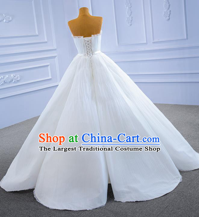 Custom Luxury Bridal Gown Wedding Dress Ceremony Formal Garment Bride White Bubble Dress Stage Performance Costume
