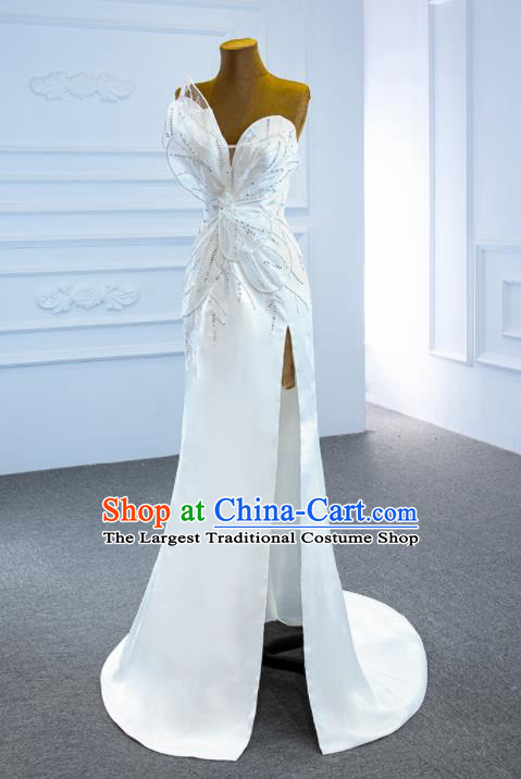 Custom Vintage Formal Garment Bride Embroidery Full Dress Catwalks Princess Costume Ceremony Compere Clothing Luxury Fishtail Wedding Dress