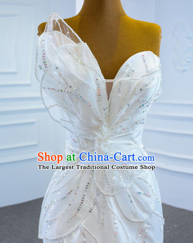 Custom Vintage Formal Garment Bride Embroidery Full Dress Catwalks Princess Costume Ceremony Compere Clothing Luxury Fishtail Wedding Dress