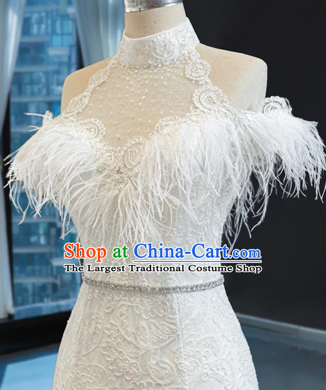 Custom Catwalks Princess Costume Vintage Bride Clothing Lace Wedding Dress Compere Formal Garment Marriage Luxury Fishtail Full Dress
