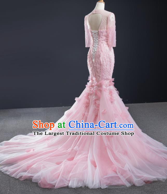 Custom Compere Formal Garment Court Vintage Full Dress European Princess Costume Bride Clothing Luxury Pink Trailing Wedding Dress