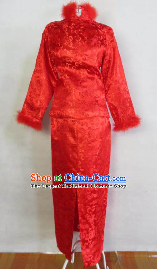 China Ancient Toasting Clothing Bride Red Dress Traditional Winter Wedding Garment Costumes Tang Suit Cheongsam Classical Xiuhe Suits