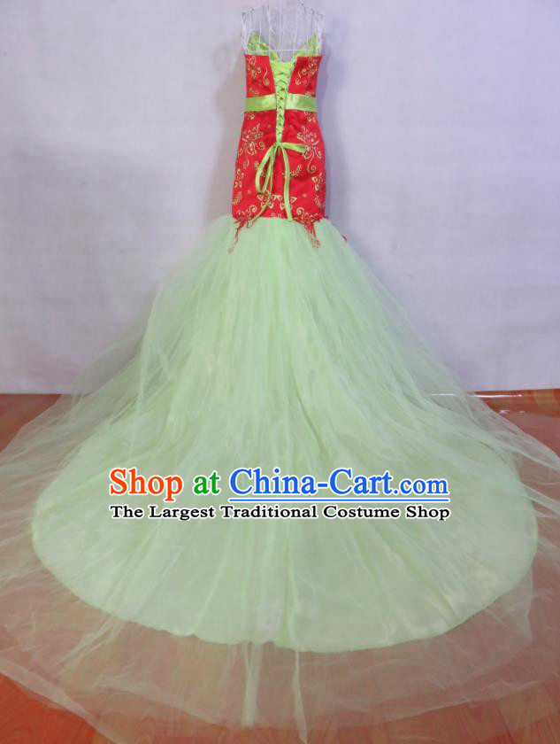 Custom Modern Dance Fashion Costume Bride Fishtail Full Dress Photography Clothing Wedding Dress
