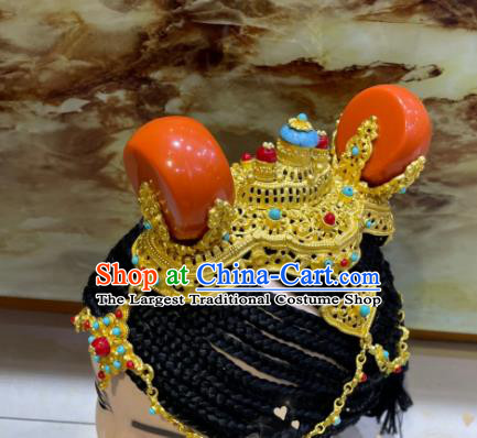 China Xizang Ethnic Wedding Headdress Zang Nationality Folk Dance Hair Accessories Tibetan Minority Performance Hair Crown