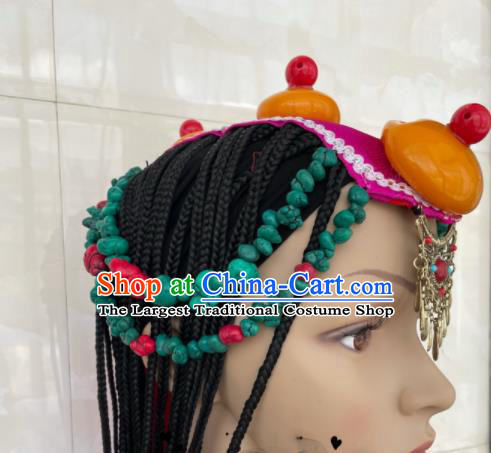 China Tibetan Minority Festival Performance Headpieces Xizang Ethnic Wedding Headdress Zang Nationality Folk Dance Hair Accessories