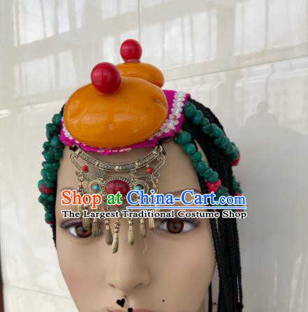 China Tibetan Minority Festival Performance Headpieces Xizang Ethnic Wedding Headdress Zang Nationality Folk Dance Hair Accessories