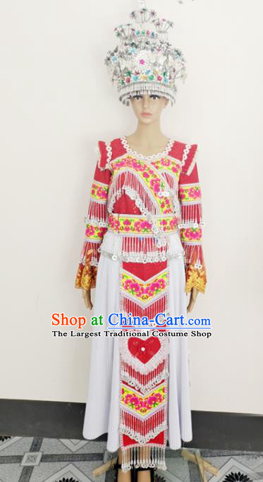 China Miao Nationality Festival Costumes Ethnic Photography Clothing Traditional Hmong Folk Dance Dress Outfits Yunnan Minority Woman Garments