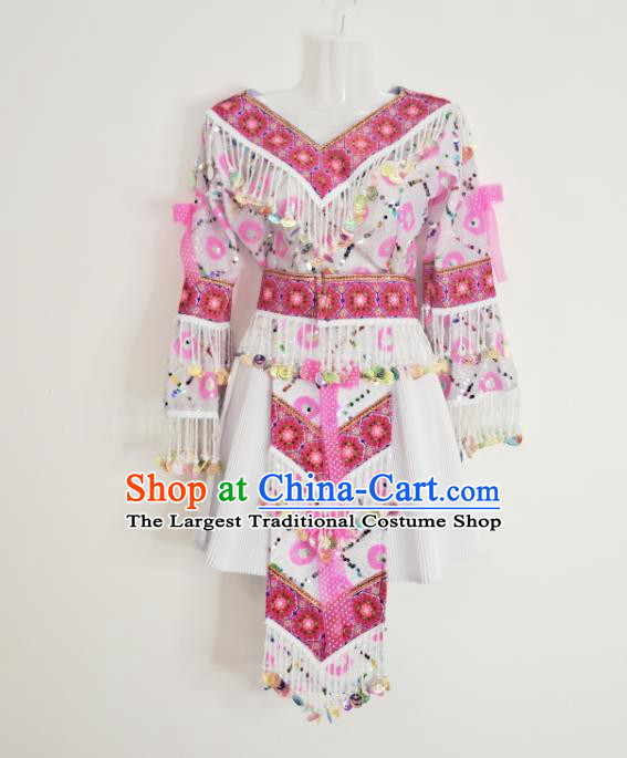 China Ethnic Performance Clothing Traditional Hmong Festival Dress Outfits Yunnan Minority Woman Garments Miao Nationality Folk Dance Costumes