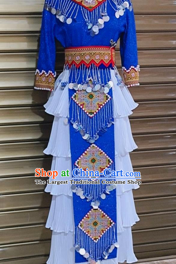 China Yunnan Minority Wedding Garments Miao Nationality Bride Costumes Ethnic Performance Clothing Traditional Hmong Folk Dance Skirt Outfits
