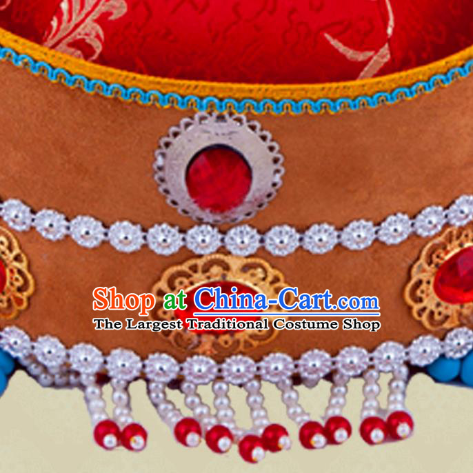 Chinese Mongol Nationality Wedding Tassel Hat Mongolian Minority Bride Hair Accessories Ethnic Stage Performance Headdress