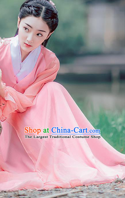 China Traditional Drama Eternal Love Bai Fengjiu Replica Garment Costumes Ancient Fox Princess Pink Hanfu Dress Ming Dynasty Swordswoman Clothing