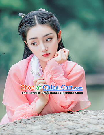 China Traditional Drama Eternal Love Bai Fengjiu Replica Garment Costumes Ancient Fox Princess Pink Hanfu Dress Ming Dynasty Swordswoman Clothing