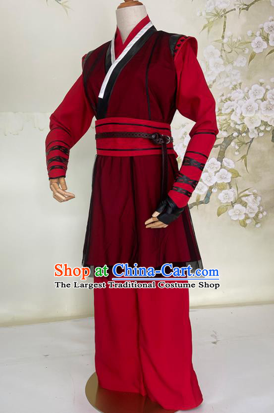 China Ancient Swordswoman Red Clothing Ming Dynasty Chivalrous Female Knight Hanfu Dress Drama The Legend of Fei Zhou Fei Replica Garments