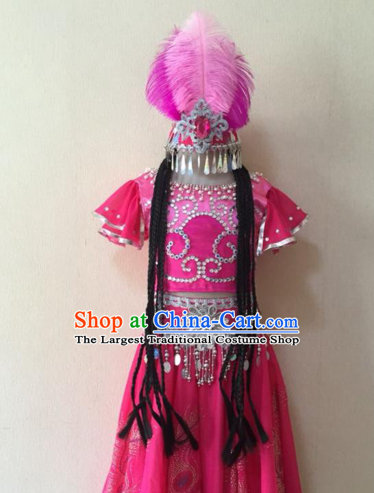 China Xinjiang Minority Dance Headwear Uyghur Ethnic Performance Headdress Uighur Nationality Folk Dance Feather Hat