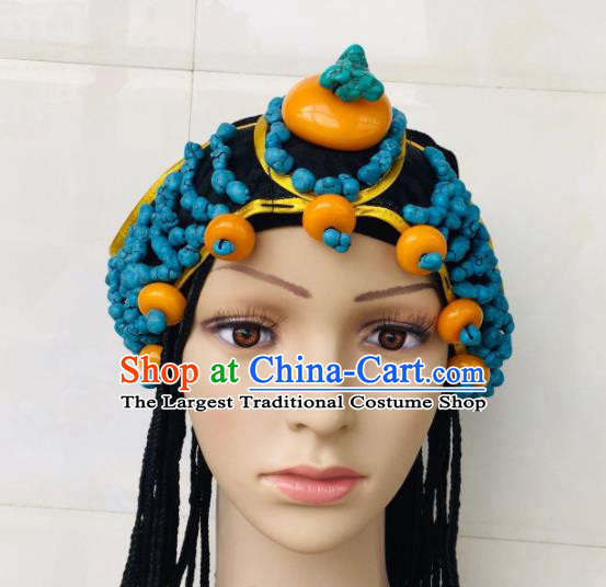China Xizang Ethnic Wedding Headband Zang Nationality Folk Dance Hair Accessories Tibetan Minority Performance Headpieces