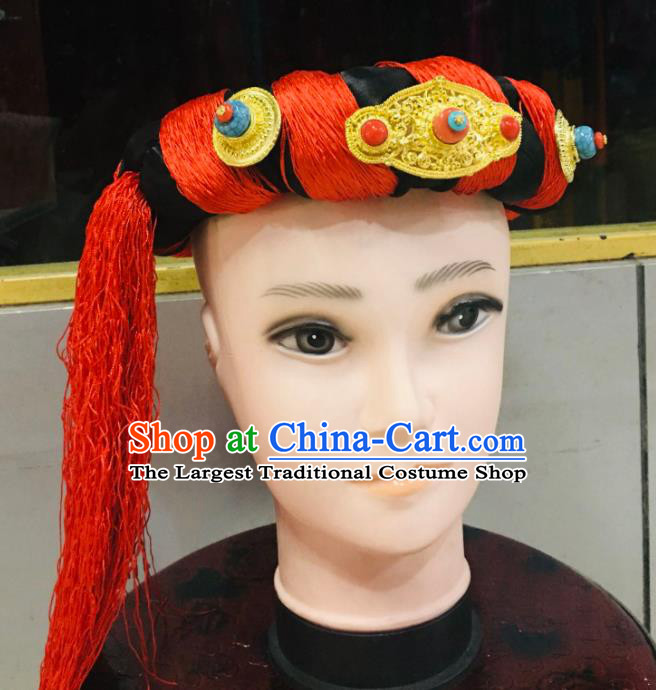 Chinese Tibetan Bridegroom Hair Accessories Zang Minority Wedding Headwear Ethnic Male Stage Performance Headband
