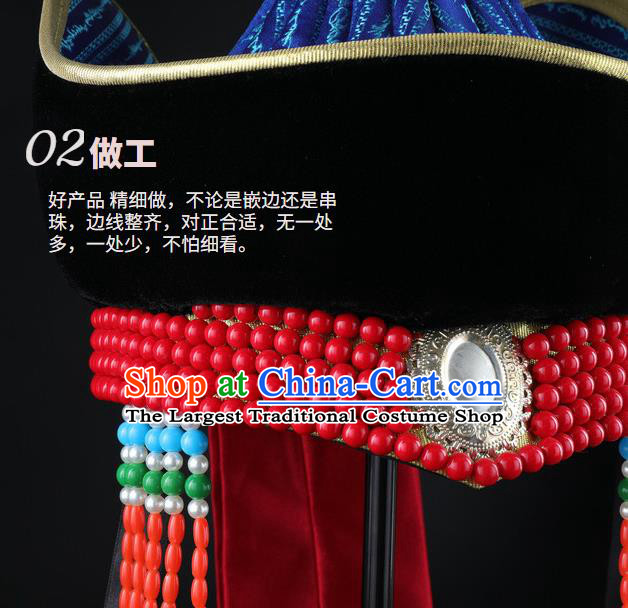 China Mongol Nationality Festival Performance Hair Accessories Handmade Ethnic Queen Tassel Hat Mongolian Nationality Bride Headwear