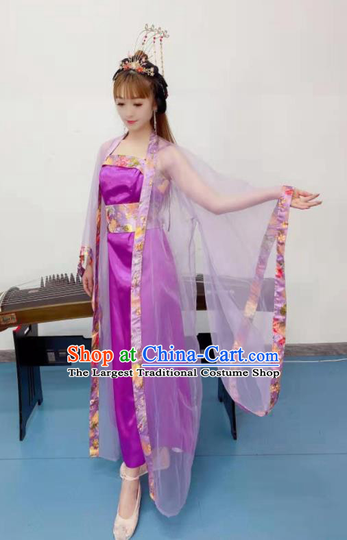 Chinese Ancient Fairy Dance Purple Outfits Stage Performance Garment Costumes Tang Dynasty Imperial Consort Hanfu Dress Classical Dance Clothing