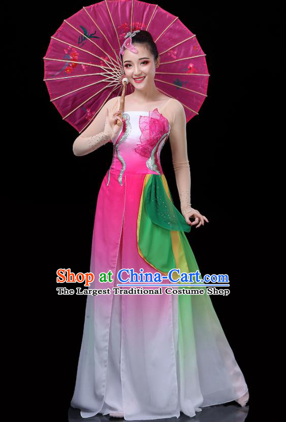 China Lotus Dance Purple Outfits Woman Group Dancewear Classical Dance Clothing Umbrella Dance Garment Costumes