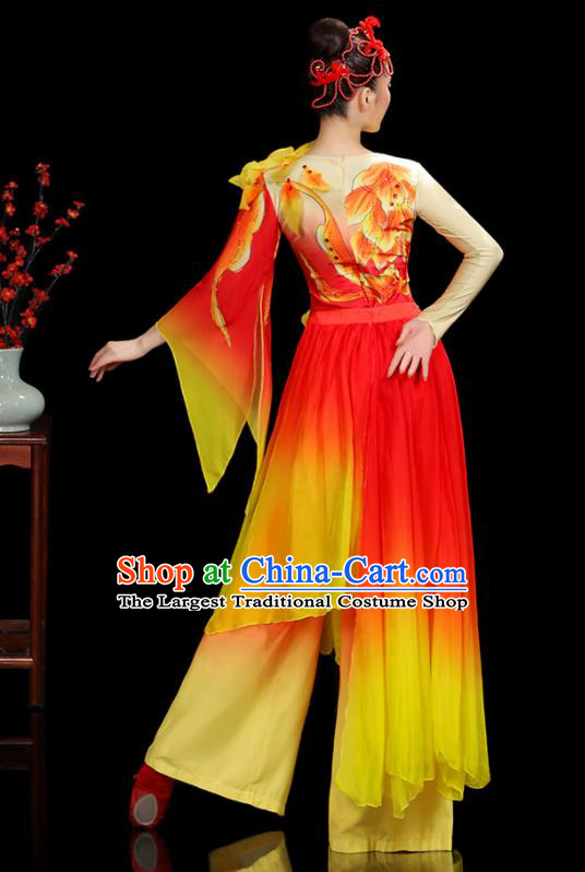 Professional China Spring Festival Gala Performance Garments Modern Dance Clothing Opening Dance Red Dress Women Group Dance Costumes