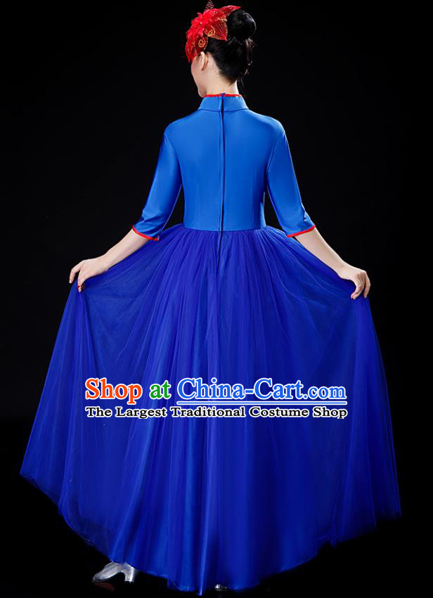 Professional China Spring Festival Gala Opening Dance Royalblue Dress Stage Performance Costume Women Chorus Group Garments Modern Dance Clothing