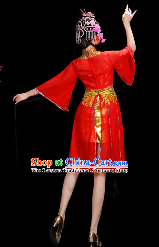 Professional China Opening Dance Red Dress Women Group Dance Costumes Jazz Performance Garments Modern Dance Clothing
